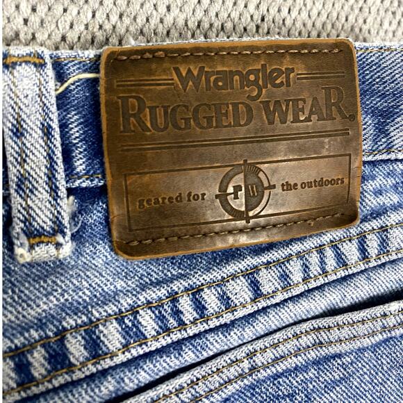Vtg Wrangler Rugged Jeans Men Size 36X27 Blue Distressed Relaxed Straight Work - Picture 9 of 13